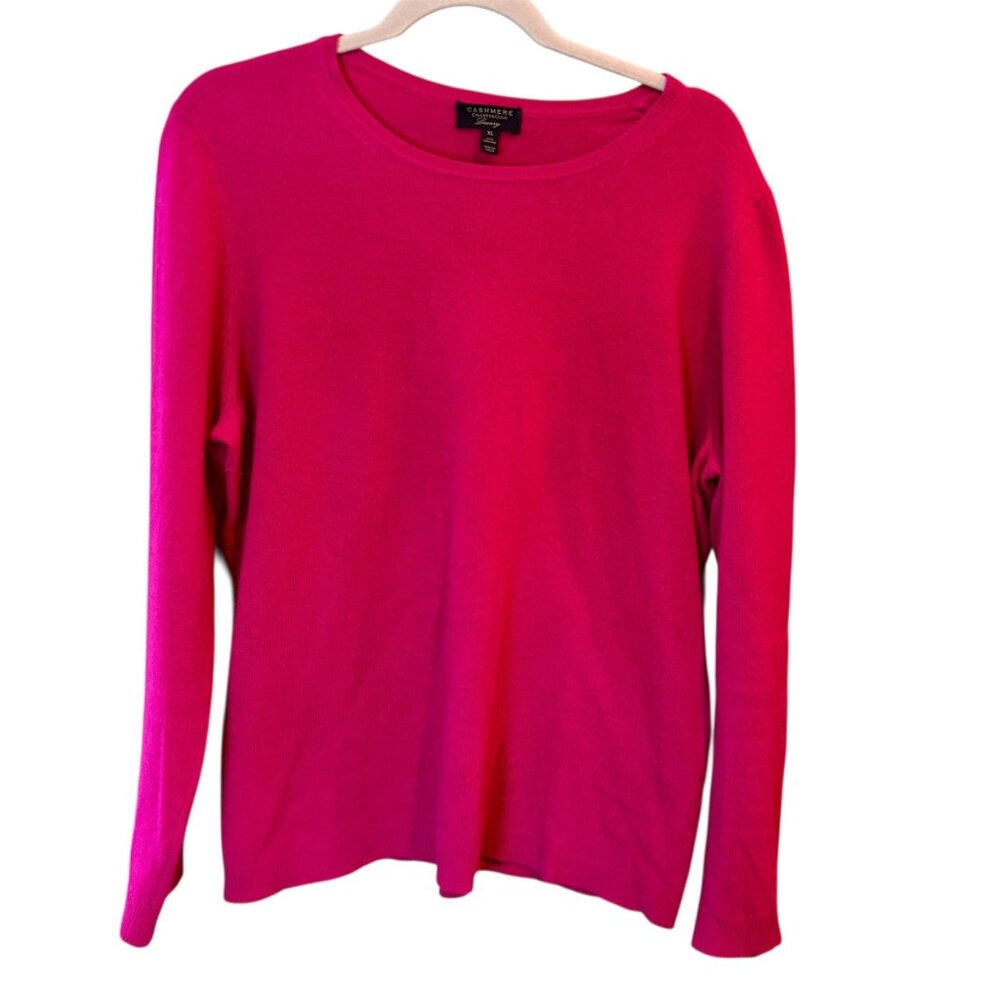 Charter Club Luxury 100% Fuscia Hot Pink Cashmere Crewneck SweaterExtra Large